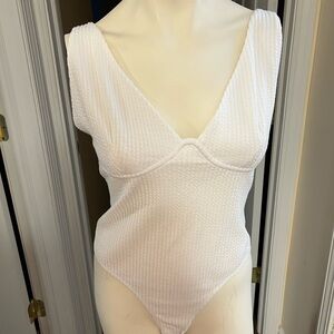 Textured Deep Neck Bodysuit